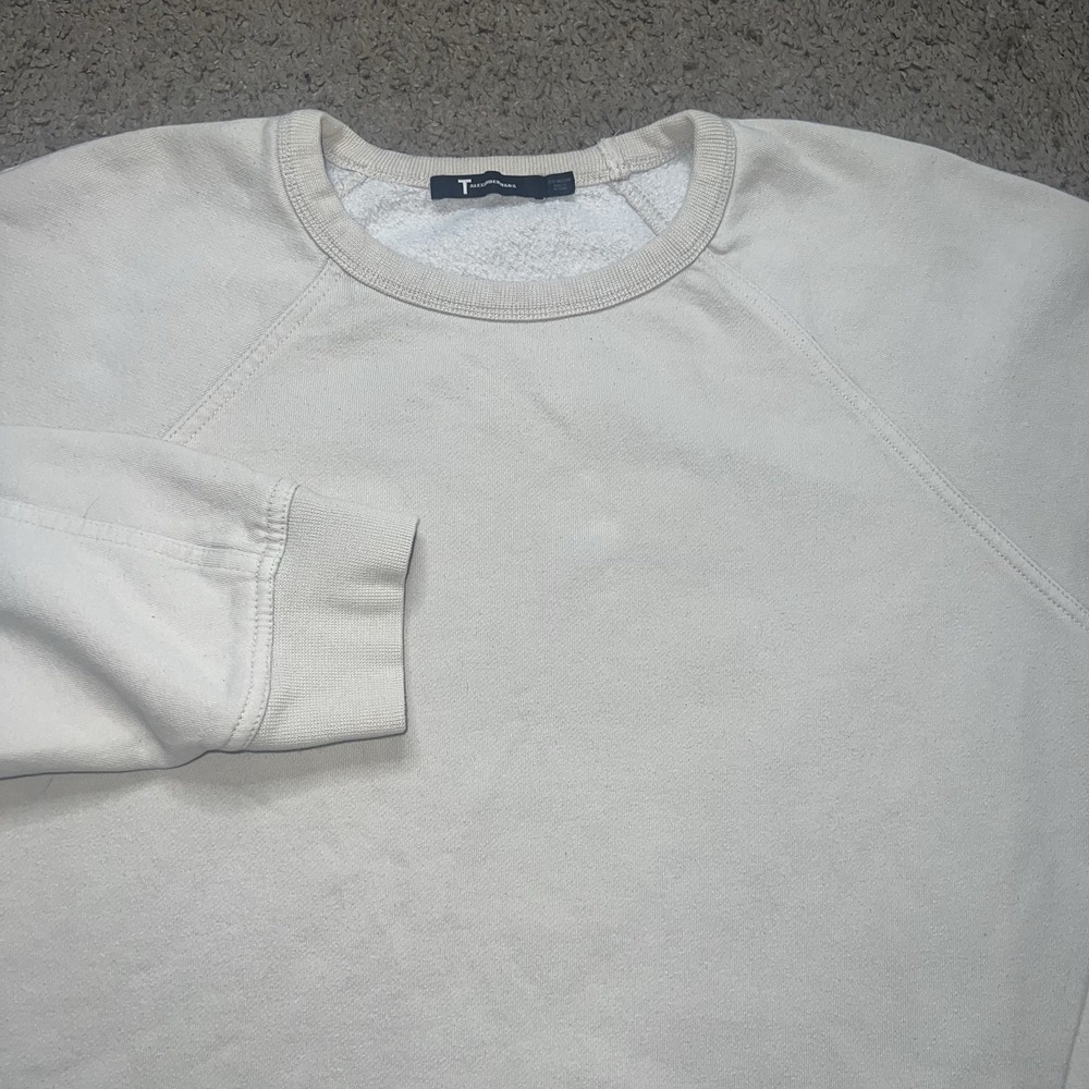 T Alexander Wang Women Pulloverβ Cream Cotton Crew Neck Long Sleeve Size M